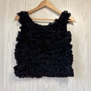 Saba JRS California Black Ruffles & Ribbons Top Size Small